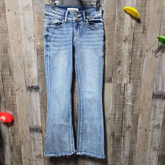 Disclosure Distressed Mid Rise Flare Jeans - Picture 1 of 4